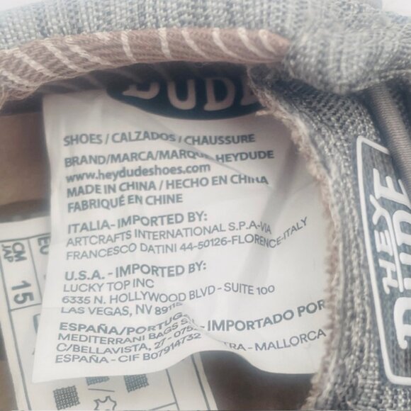 HEY DUDE Wally Toddler Casual Slip On Shoes Gray Linen Blend - Size 7 - Picture 8 of 10